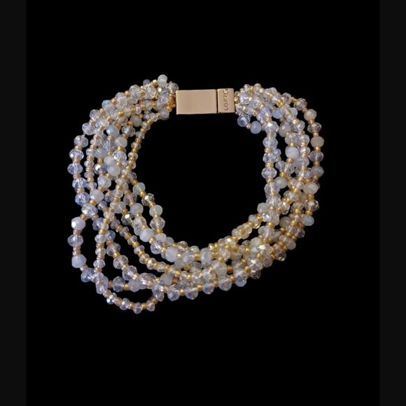 Loft 7 Strand Silver Tone Beaded Magnetic Clasp 6.5" Bracelet - Picture 6 of 6